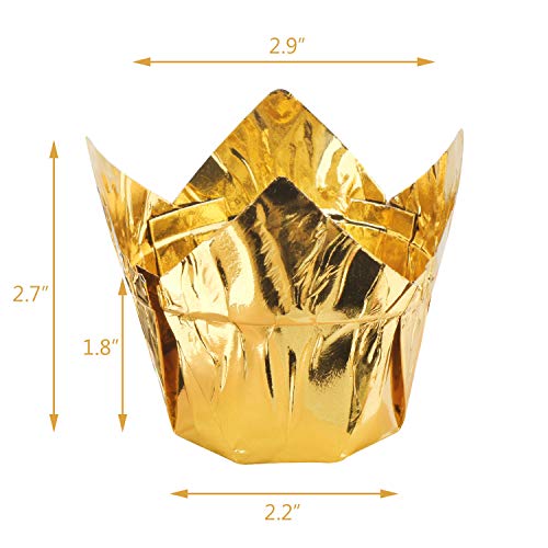 Cupcake Liners, Eusoar 3.5Oz Aluminum Foil Baking Cups 150Pcs, Muffin Cups, Disposable Tulip Style Cupcake Cups, Baking Cups, Aluminum Cupcake Pan Ramekin Holders #TOP1