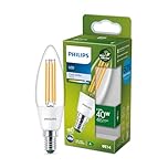Philips Ultra Efficient - Ultra energy saving lights, LED light source, 40W, B35, E14, Candle Cool White 4000 kelvin, clear