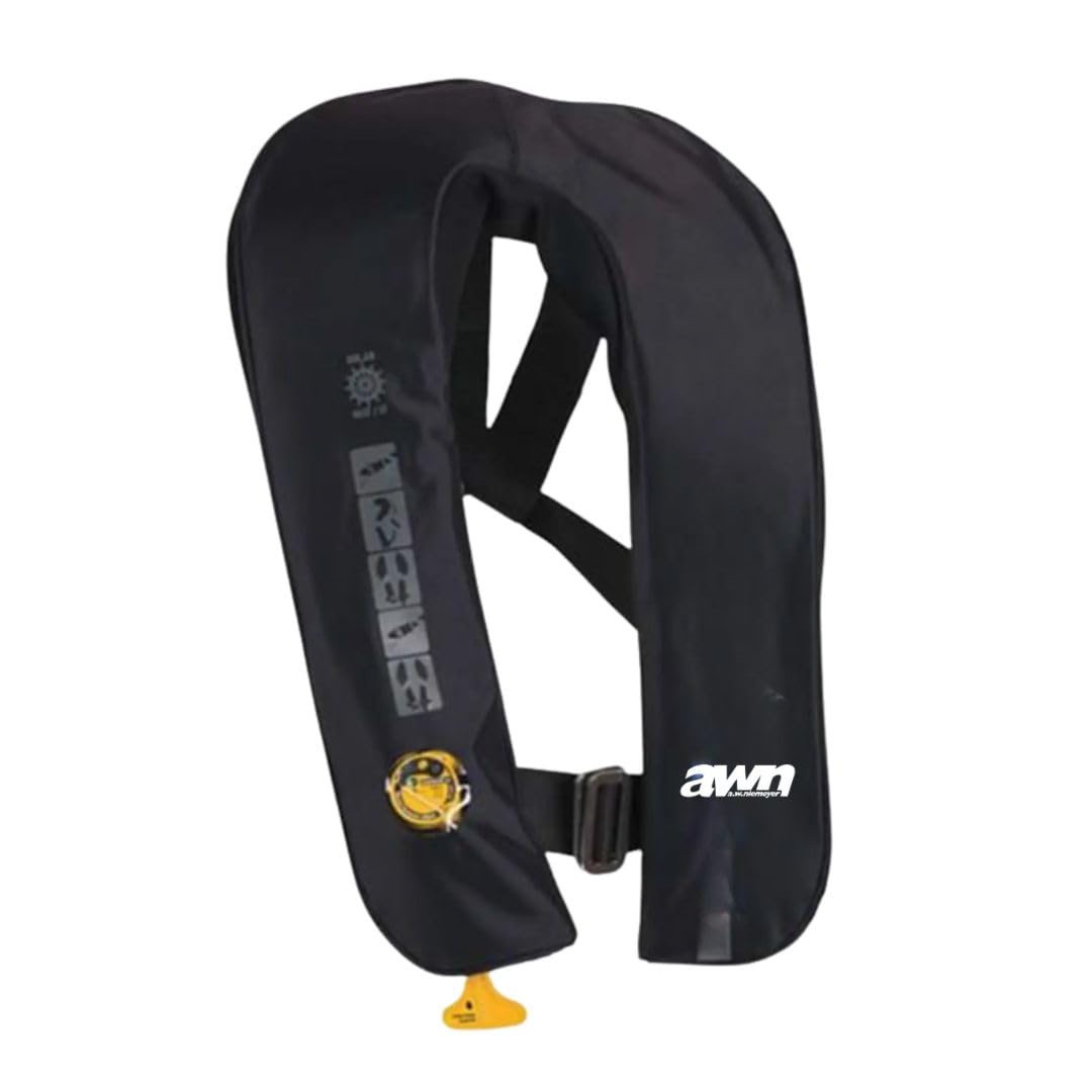 awn Supralite 150N Hammar Premium Rettungsweste, ISO 12402-3 Zertifiziert, Automatik-Weste mit Hammar UML, Schwarz, für Offshore und Hochseesegeln, 150N Auftrieb, mit Sichtfenster