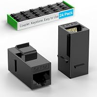 Sokqovt CAT6a RJ45 Keystone Koppler (24 Stück), Cat6a Keystone Koppler Buchse auf Buchse, Cat 6 Keystone Koppler für Wandplatte & Patchpanel, Ethernet Keystone Koppler Schwarz – Ansicht 1