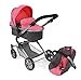 Bayer Chic 2000-Passeggino Combinato 3 in 1 per Bambole, Auto, Navicella e seggiolino Sportivo, Melange Grigio, Colore Rosa, 597 41