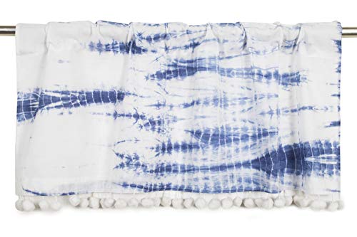 Image of Ravaiyaa - Attitude is everything Shibori Dyed Half Window Kitchen Curtain 100% Cotton Short Drapery Valance Curtain 40 inch X 18 inch Inch (Indigo Blue)