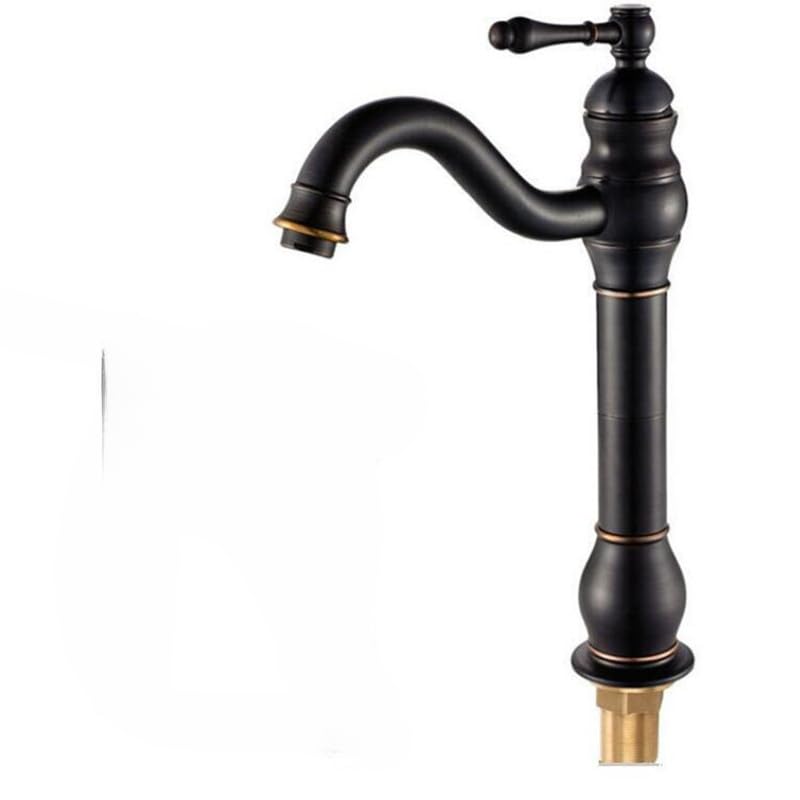 Robinet de lavabo de salle de bain mitigeur eau chaude et froide en bronze antique