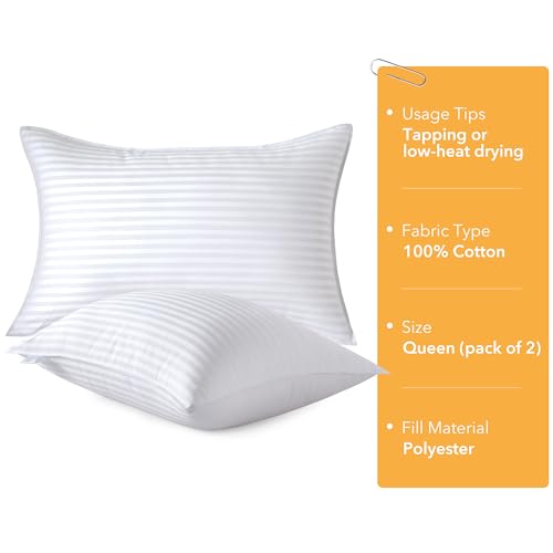 Oubonun Premium Striped Bed Pillows Queen Size Set Of 2 thumb #4