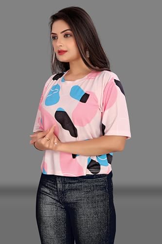 Image of Regolith Designer Sarees Women's Spandex Solid Half Sleeve Regular Fit T-Shirt