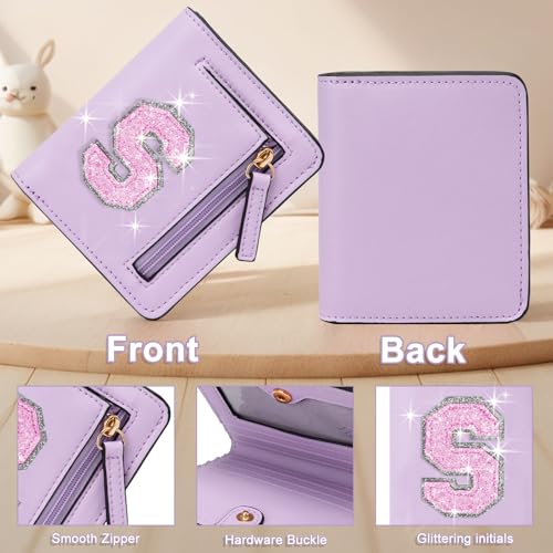Image of Birthday Gifts for Teen Girl Kids Wallet Girl Wallets Small Initial Rfid Wallet Teen Girls Gift Preppy Stuff for Girls Purple S