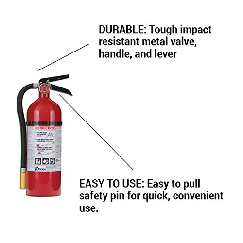 Kidde 466425 Multi-Purpose Fire Control Fire Extinguisher, UL rated 3-A, 40-B:C, Easy to Read Gauge, Easy to Pull Safety Pin