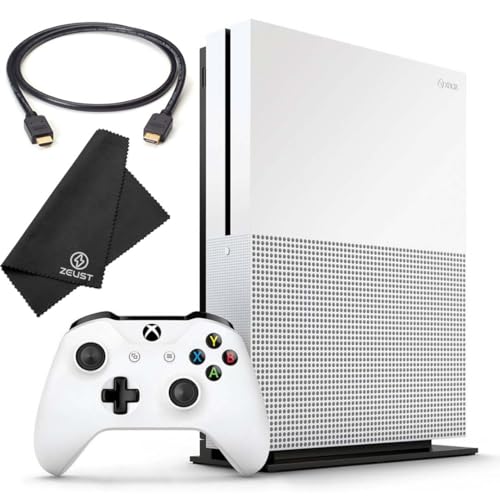 zeust xbox one s 512gb console bundle - includes the xbox one s 500 gb console white 1 wireless controller hdmi cable and microfiber cloth - compact digital gaming kit renewed