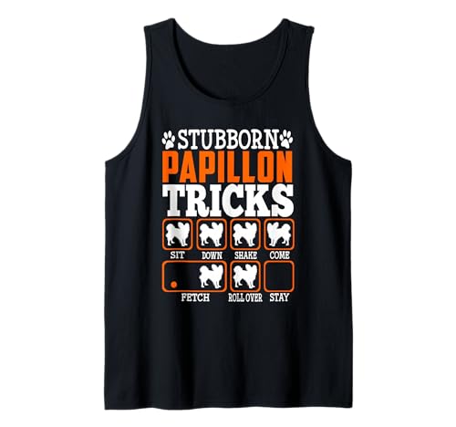 Perros de Papillon Trucos Funny Puppy Dog Lover Camiseta sin Mangas