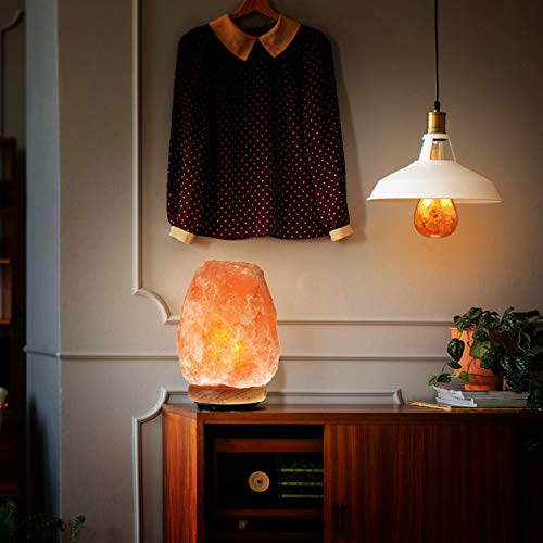 Elvissmart Natural Himalayan Pink Salt Lamp, Crystal Salt Lamp Night Light With Real Wood Base, (Elt Certified) Dimmer Switch – Perfect Holiday Gift | 7-11 Lbs #TOP2