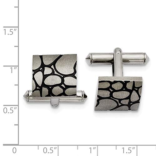 Titanium Brushed Black Enameled Cuff Links Measures 14X14Mm Wide Jewelry Gifts For Men #TOP21