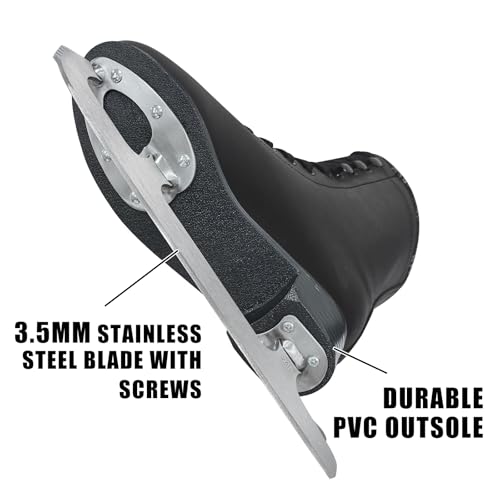 MammyGol Classic Ice Figure Skates for Men/Adult/Big Boys Lace up with Steel Blade Light Support Ice Figure Skates in Black Color US Size Men 8