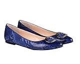 ANNA MILAN Bailarinas Motivo Serpiente Azul y Adorno Circular 42 Fabricado a Mano en España Colección Exclusiva Limitada