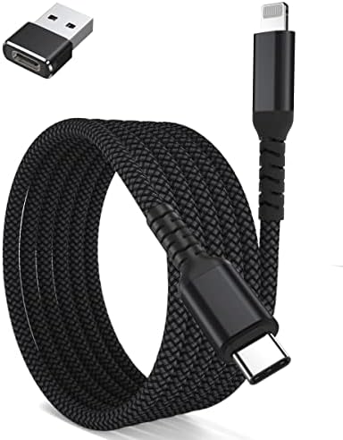 BASESAILOR USB C to Lightning Charger Cable 10ft with USB A Adapter,Apple MFI Certified Type C Power Delivery PD Fast Charging Cord for iPhone 11 12 13 14 Mini Pro Max,SE 3rd,iPad 8th 9th Generation