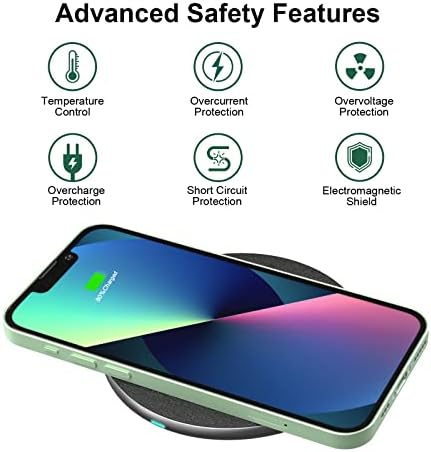 Wireless Charger, Charging Pad for iPhone14/13/12/11/Pro/XR/X/8 ,15W Max Fast Wireless Charger for Samsung Galaxy S21/S20/S10/S9/S8/Note 10, Qi Wireless Charger for HUAWEI P30 Pro and other Qi devices
