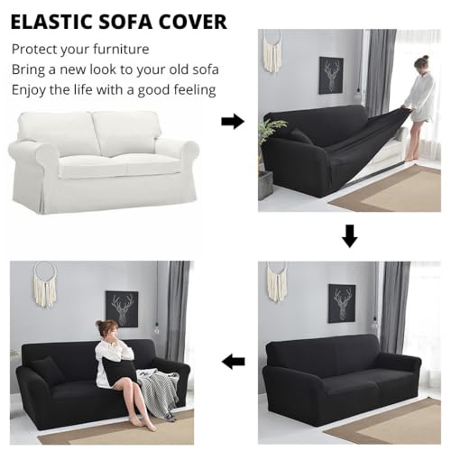 Fundas para sillon y sofa de 2 plazas elasticas gris de 145-185cm salon 8
