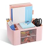 Lychico Large Capacity Desktop Organiser with Drawers, Multi-Compartment Office Storage Box for Stationery, Makeup, Crafts, Supplies - Desk Tidy for Home Office, School & Work