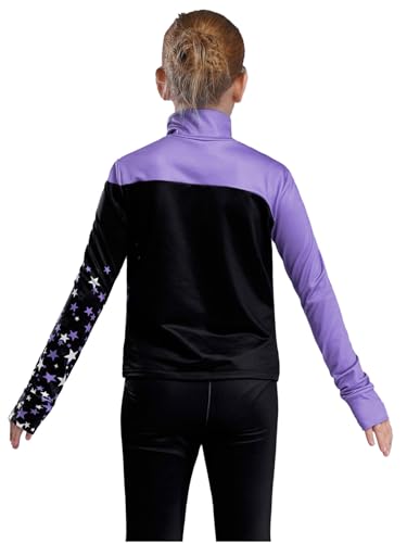 YiZYiF Kids Girls Fleece-Lined Long Sleeve Jacket Outerwear Color Block Star Printed Zipper Sweatshirt Sport Tops2