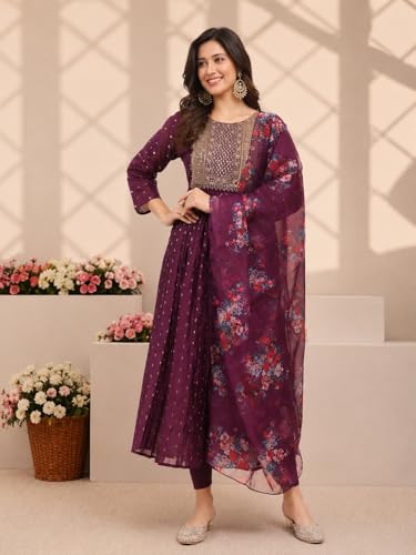 Image of Women's Chanderi Kurta with Legging and Dupatta | Modern & Traditional Blend Ethnic Wear Set | Festive & Casual Summer Kurti with Pants for Party Office & Ethnic Occasions