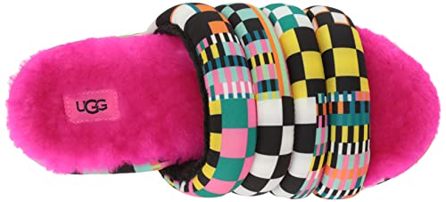 Ugg Women's Maxi Checks Slide Sandal, Black Multi, 5 #TOP4