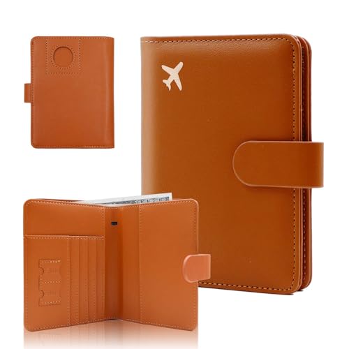 Image of Melsbrinna Premium Leather Passport Holder Covers Case, Waterproof Rfid Blocking Travel Wallet Passport Holder with Pen Holder, Cute Passport Book for Women /Men
