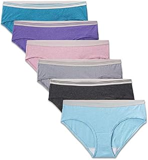 Fruit of the Loom Women's 6 Pack Heather Low-Rise Hipster Panties, Assorted, 6