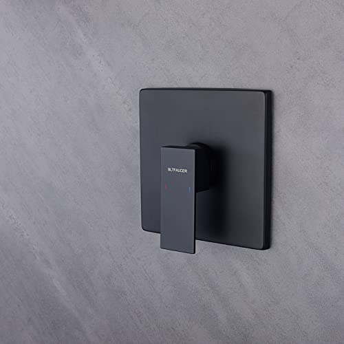 Ensemble de mitigeur de douche encastré noir avec pomme de douche flexible et support