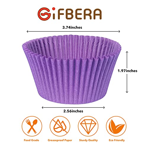 Image of Gifbera Bright Rainbow Jumbo Cupcake Liners Large Colorful Baking Cups | 400-Count, Greaseproof Muffin Liners Add Solid Colorful Cheer to Cupcakes & Muffins and Oven-Safe Paper for Baking