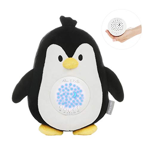 Waddle Penguin by Alex & Kate - White Noise, Shusher, Lullabies - Unique New Baby Boy & Girl Gifts - Portable Toddler Toy Soother, Sleep Aid Night Light, Soothing Sounds for Newborn, Gender Neutral