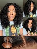 Sunber Bye Bye Knots Curly Pre Cut Lace 7x5 Lace Front Glueless Curly Put On Go 3S Wear Curly Human Hair Wig Pre Bleached Invisible Knots 150% Density Pre Plucked with Baby Hair 16Inch for Beginner
