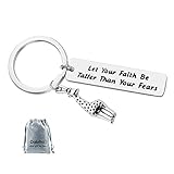 Giraffe Gift Key Chain Let Your Faith Be Taller Than Your Fears Spiritual Themed Keychain Gift for Religious, Inspirational Gift Keyring Giraffe Jewelry for Women Giraffe Lovers Friend