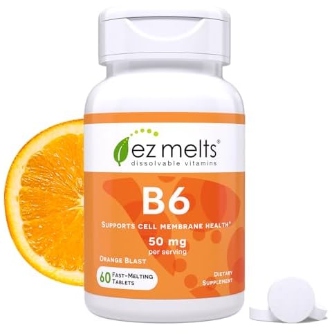 EZ Melts Dissolvable Vitamin B6 50 mg, Sugar-Free, 1-Month Supply Cover