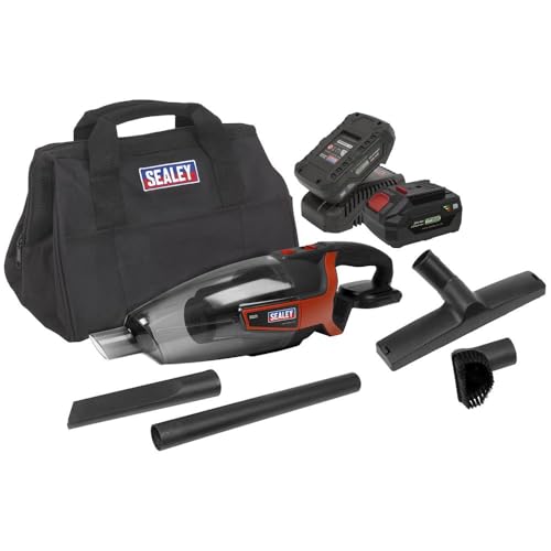 Sealey Cordless Handheld Vacuum Cleaner 650ml 20V SV20 Series Kit-2 Batteries CP20VCVKIT, Black/Red, 650 milliliters