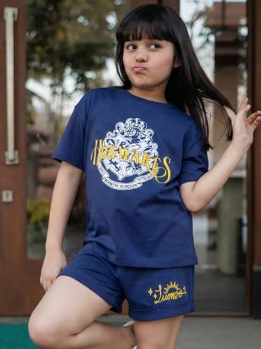 Image of Nap Chief Girls Cotton Harry Potter Co ord Sets, T Shirt And Shorts for Kids Casual Wear