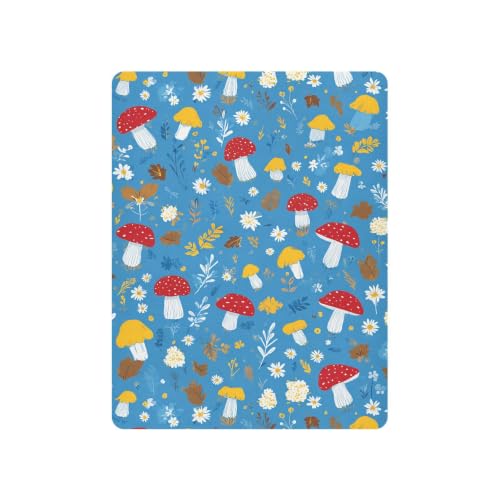 Image of Crib Sheet Breathable Soft Crib Mattress Sheet for Baby Toddler Boys Girls Fitted Pack n Play Crib Sheet Fit Standard Crib Mattress 52 x 28 Inch Blue Mushroom Daisy Leaf