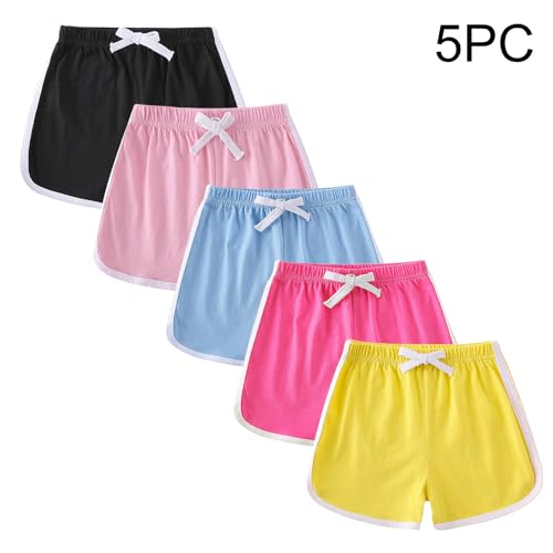 5 Pack Kids Sports Shorts Boys Girls Summer Workout Short Drawstring Stretch Waist Short Athletic Solid Leggings2
