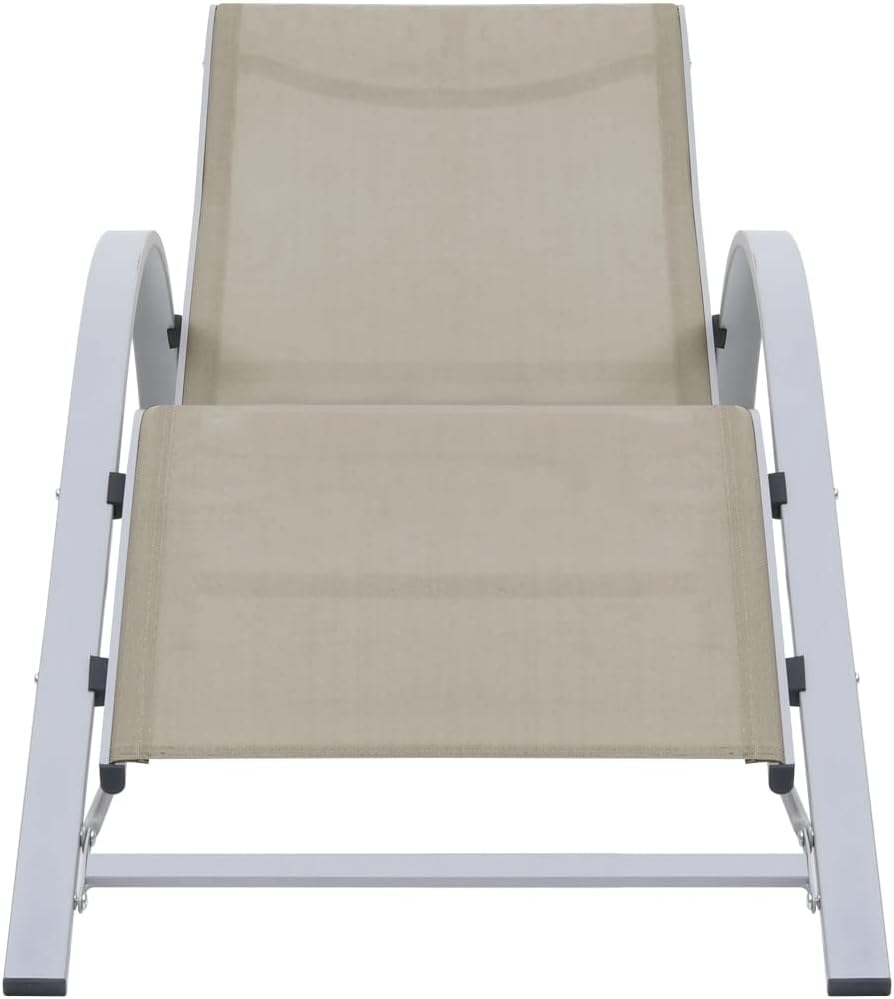 Sun Loungers 2 pcs with Table,Patio Furniture,Outdoor Seating,Patio Lounge Chairs,Tanning Chair,Sun Loungers Outdoor,for Outside,Patio,Yard,Lawn,Beach,Sunbathing,Pool, Aluminum Cream