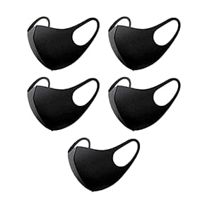 PharmCanada 5 Pcs Black Face Mask Comfy Washable Reusable 3D,Breathable, Fits Snugly, Soft & Stretchy, Easy on The Ears, Anti-Pollution, Anti-dust, Quick Drying,Fashionable, Protective, Unisex Adult