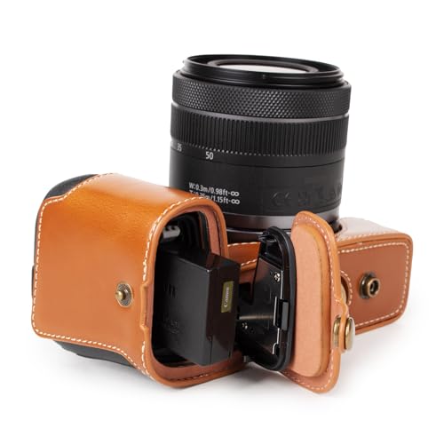 Funda para cámara Rieibi EOS R8 de cuero PU vintage marrón miniatura 7