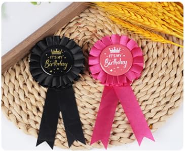 COLORFUL BLING It's My Birthday Ribbon, Satin Fabric Happy Birthday Birthday Queen King Ribbon Tinplate Badge Pin for Girls, Boys, Award Rose Badge Brooch Party Decoration2