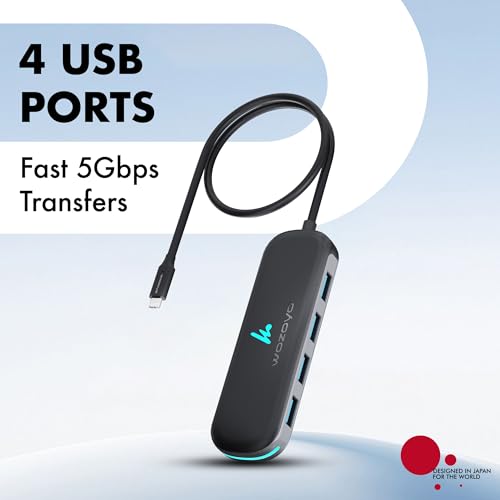 Image of Type C to 4 Port Wozoyo USB 3.2 Hub, 4XUSB 5Gbps,Data Transfer Upto 5Gbps,Plug & Play,Multiport Type C Hub with 30cm Cable,Compatible with MacBook, Laptop,Tablet, Smartphones & Type C Enabled Devices