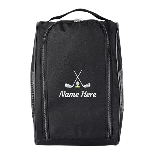 Personalized Custom Embroidered Name Golf bag Shoe Bag Gift For Golf Lover Dad (black)