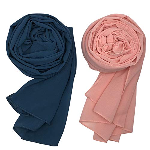 MANSHU 4 PCS Women Soft Chiffon Scarves Shawl Long Scarf Wrap Scarves H Series - Thumbnail 4