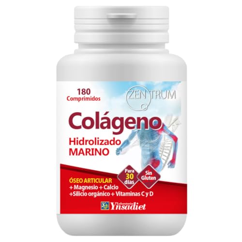 Colágeno Marino Hidrolizado Zentrum con Magnesio, Vitaminas C y D – 180 Comprimidos – Huesos, Cartílagos y Músculos – Fabricado en España