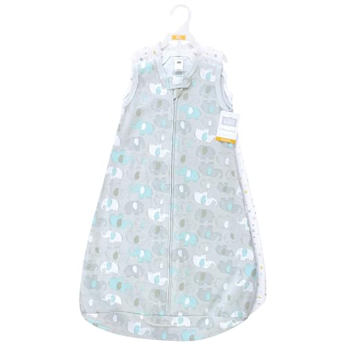 Image of Hudson Baby Unisex Baby Cotton Long-Sleeve Wearable Sleeping Bag, Sack, Blanket, Neutral New Elephant, 0-3 Months