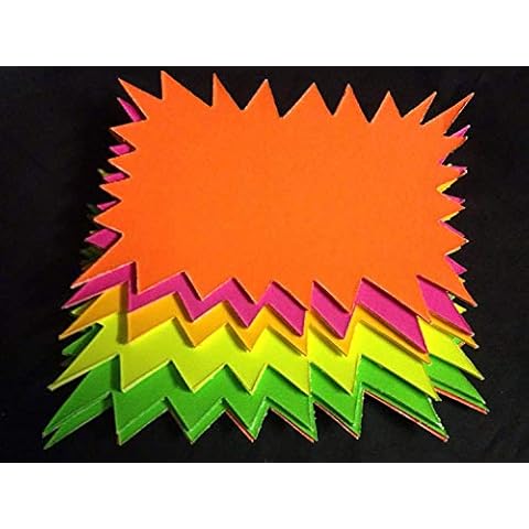 40 x neon flourescent stars - 15cm x10cm assorted neon flashs cards great for creative fun Cover