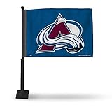 NHL Colorado Avalanche Double Sided Car Flag - 16' x 19' - Strong Black Pole that Hooks Onto Car/Truck/Automobile By Rico Industries