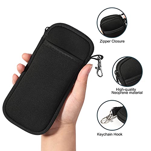 Image of Hifot 2 Pack Double Soft Glasses Case with Carabiner Hook, Ultra Light Portable Neoprene Eyeglasses Pouch with Zipper