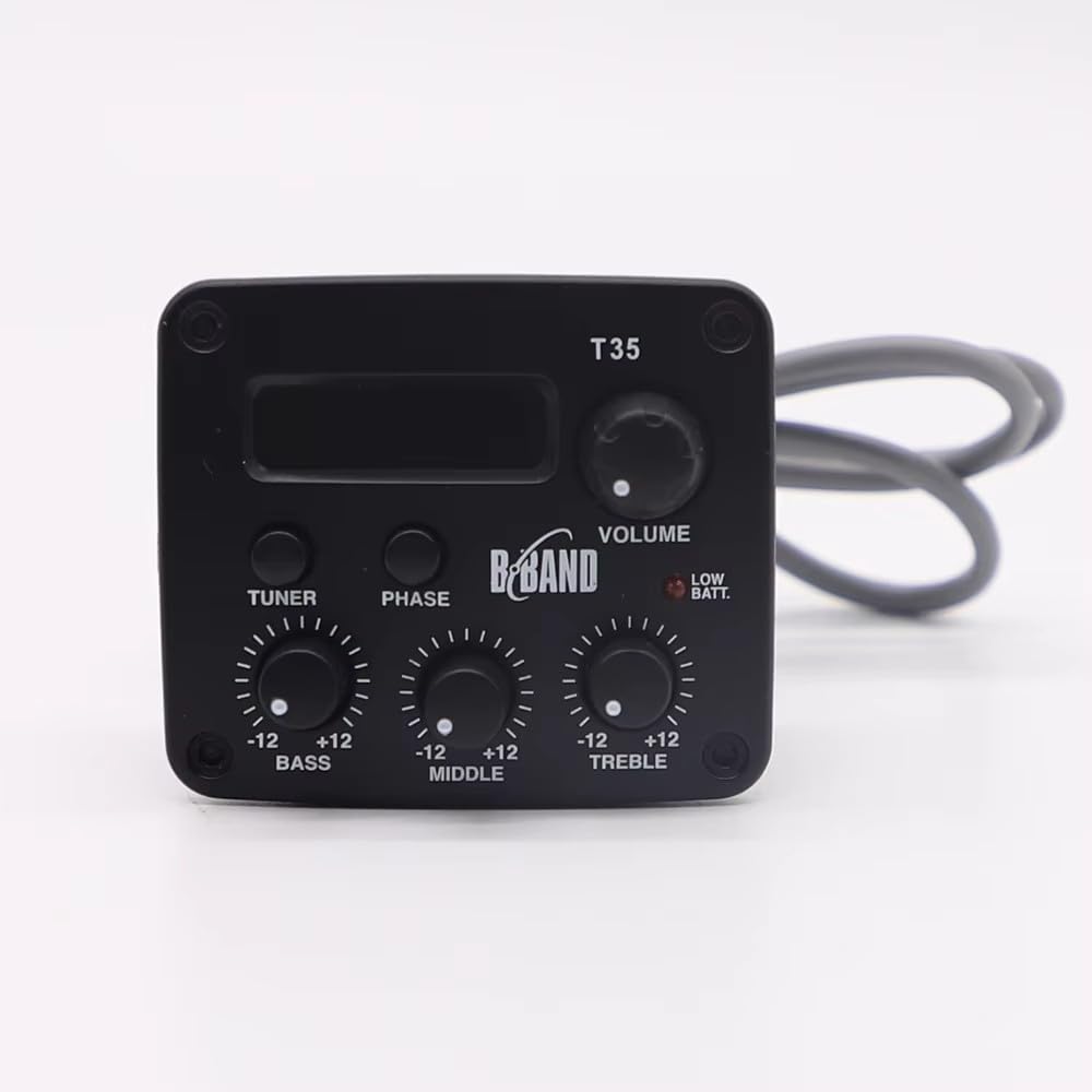B Band T35 Akustikgitarre Vorverstärker Tonabnehmer 3 Bänder EQ chromatisches Display eingebauter Tuner mit Keramik-Piezo