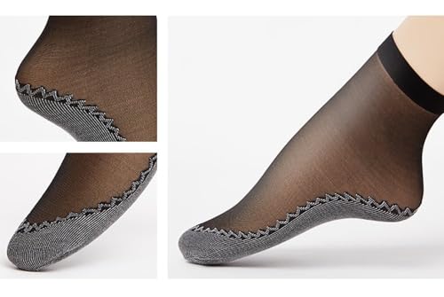Image of Women's 20 Pairs Silky Anti-Slip Cotton Sole Sheer Ankle High Socks